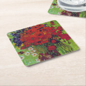 ファン・ゴッホの花とケシの花瓶 スクエアペーパーコースター (アングル)