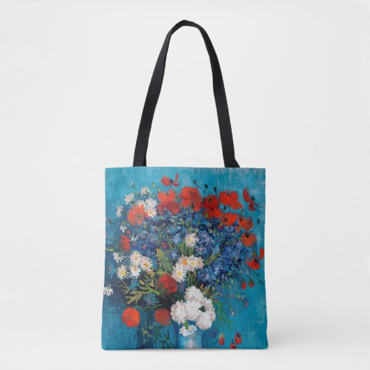 ファン・ゴッホの花とケシの花瓶 トートバッグ (正面)