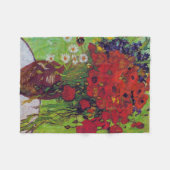 ファン・ゴッホの花とケシの花瓶 フリースブランケット (正面(横))