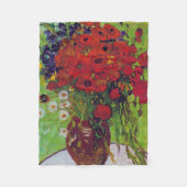 ファン・ゴッホの花とケシの花瓶 フリースブランケット (正面)
