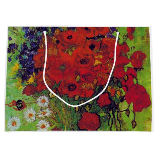 ファン・ゴッホの花とケシの花瓶 ラージペーパーバッグ (正面)