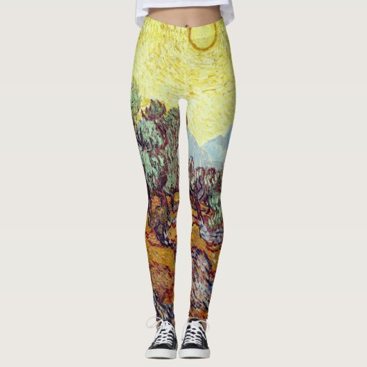 ファン・ゴッホの「オリーブの木」とのレギンス レギンス (正面)