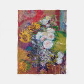 ファン・ゴッホ花付きボウル フリースブランケット (正面)