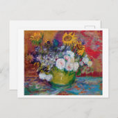 ファン・ゴッホ花付きボウル ポストカード (正面/裏面)