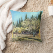 ファン・ゴッホ・オーチャード縁ど・イン・ブロッサム・サイプレス クッション (ブランケット)