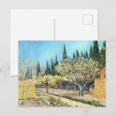 ファン・ゴッホ・オーチャード縁ど・イン・ブロッサム・サイプレス ポストカード (正面/裏面)
