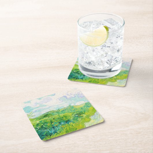 ファン・ゴッホ・グリーン小麦畑 スクエアペーパーコースター (インサイチュ)