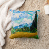 ファン・ゴッホ・サイプレス付き小麦畑 クッション (ブランケット)