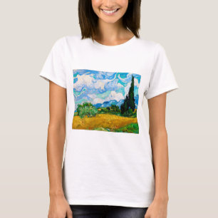 ファン・ゴッホ・サイプレス付き小麦畑 Tシャツ