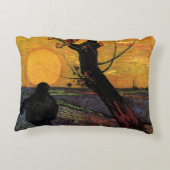 ファン・ゴッホ、ソワー、ヴィンテージ農民農家 アクセントクッション (裏面)