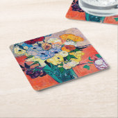 ファン・ゴッホ、バラとアネモネスの花瓶 スクエアペーパーコースター (アングル)