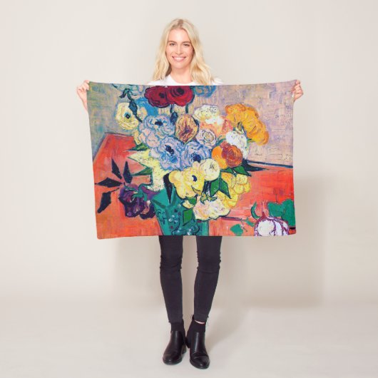 ファン・ゴッホ、バラとアネモネスの花瓶 フリースブランケット (インサイチュ)