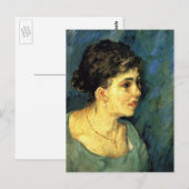 ファン・ゴッホ、ブルーの女性ポートレート、ヴィンテージ・アート ポストカード (正面/裏面)