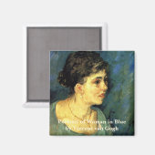 ファン・ゴッホ、ブルーの女性ポートレート、ヴィンテージ・アート マグネット (正面/裏面)