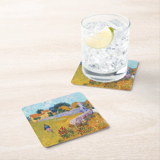 ファン・ゴッホ・プロヴァンスのファームハウス スクエアペーパーコースター (インサイチュ)