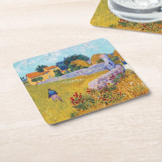 ファン・ゴッホ・プロヴァンスのファームハウス スクエアペーパーコースター (アングル)