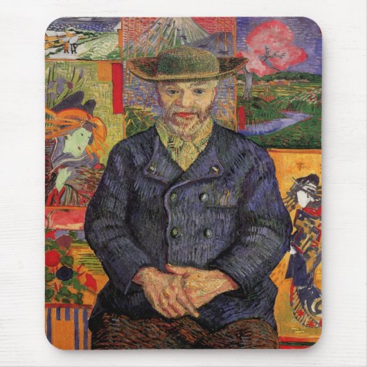 ファン・ゴッホ、ペール・タンギーポートレート、ヴィンテージ・アート マウスパッド (正面)