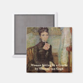 ファン・ゴッホ、女性が揺りかごに座って、ヴィンテージ・アート マグネット (正面/裏面)