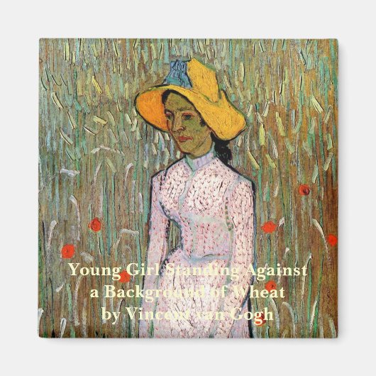 ファン・ゴッホ、少女の立ち、小麦の背景 マグネット (正面)