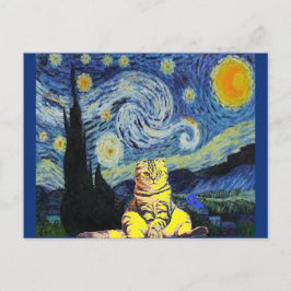 ファン・ゴッホ – 星空の夜、猫アート・パロディ、 ポストカード