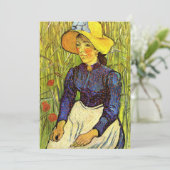 ファン・ゴッホ、麦藁帽子をかぶった若い農民の女性 (スタンド正面)