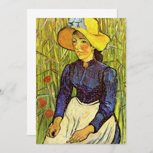 ファン・ゴッホ、麦藁帽子をかぶった若い農民の女性 (正面/裏面)