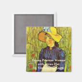 ファン・ゴッホ、麦藁帽子をかぶった若い農民の女性 マグネット (正面/裏面)