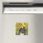 ファン・ゴッホ、麦藁帽子をかぶった若い農民の女性 マグネット (インサイチュ (食洗機))