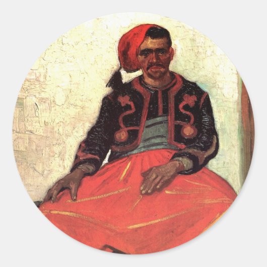 ファン・ゴッホ、Zouave着席、ヴィンテージ印象派アート ラウンドシール (正面)
