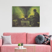 ファン・ゴーの暖炉の前に座っている農夫の女性 キャンバスプリント (インサイチュ (リビング))