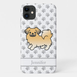 ファン・セーブル・チベットン・スパニエル かわいい カートゥーン 犬 + 名前 iPhone 11 ケース