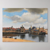ファン・デフト、View of Delft、Johannes Vermeer氏 箔ポスター (正面)