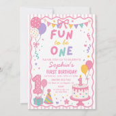 ファン・トゥ・ビー・ワン 誕生日パーティー招待状 ピンク 招待状 (正面)