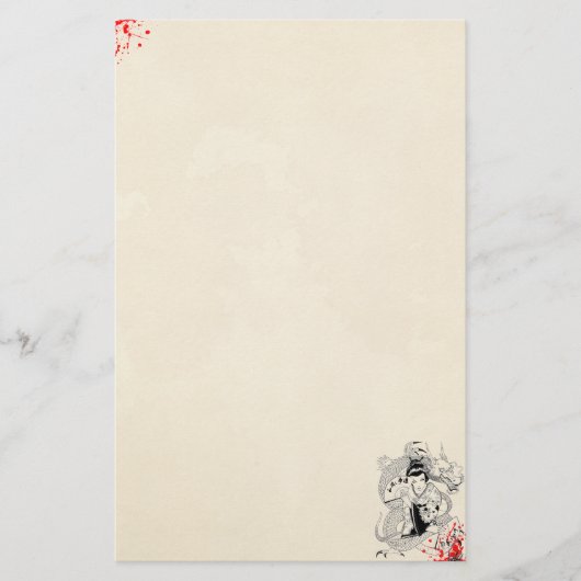 ファン·ドラゴン·タトゥーの古い血の(ばちゃばちゃ)跳ねる芸者 便箋 (正面)