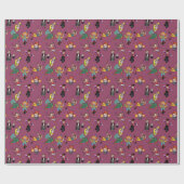 ファン モダン ウィムジカル カートゥーン サーカス パープル パターン ラッピングペーパー (フラット)