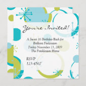 ファン レトロ ドット 招待状 (正面/裏面)