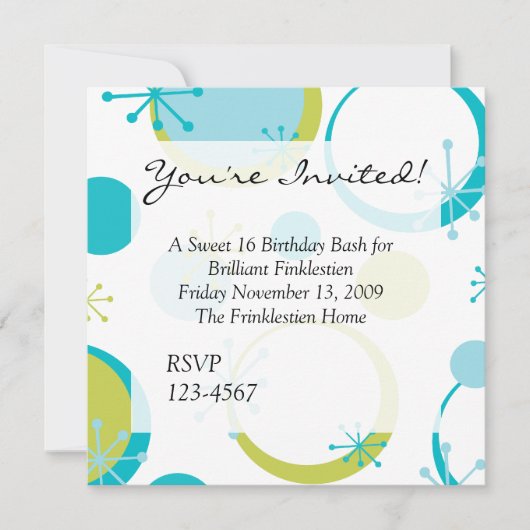 ファン レトロ ドット 招待状 (正面)