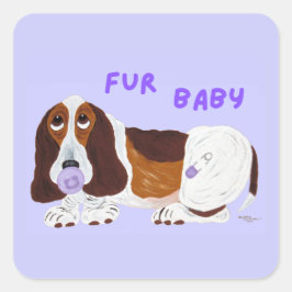 ファーべビーバセットハウンド子犬 スクエアシール