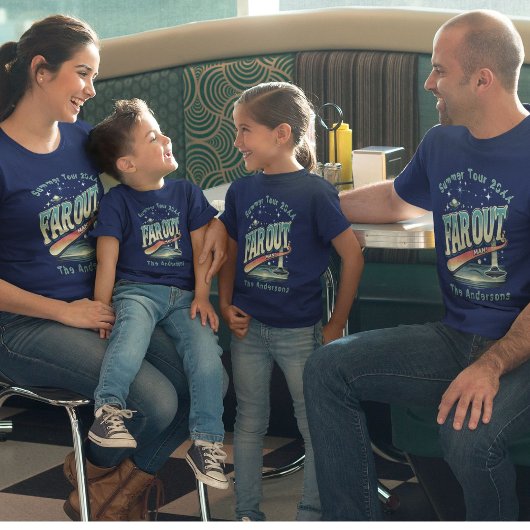 ファーアウトマンレトロ60のスローガンパーソナライズされたファミリー Tシャツ