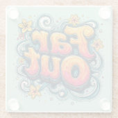 ファーアウトレトロ70sサイケデリック Groovy Hippie ガラスコースター (裏面)