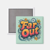 ファーアウトレトロ70sサイケデリック Groovy Hippie マグネット (正面/裏面)