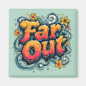 ファーアウトレトロ70sサイケデリック Groovy Hippie マグネット (正面)