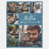 ファーエバーラブフォトコラージドッグまたは猫好き フリースブランケット (正面)