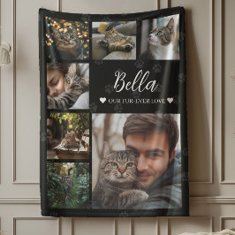 ファーエバーラブフォトコラージドッグまたは猫好き フリースブランケット