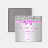 ファーエレガントフェイク&ピンクボウ誕生日日付を保存 マグネット (正面/裏面)