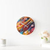 ファーカラフルテクスチャ背景–68454 ラウンド壁時計 (ホーム)