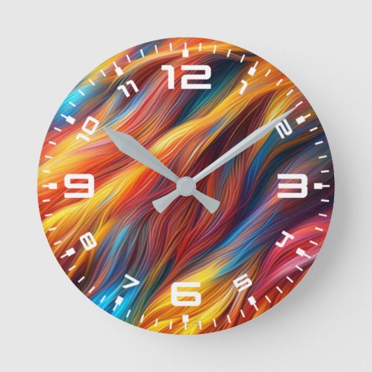 ファーカラフルテクスチャ背景–68454 ラウンド壁時計 (正面)