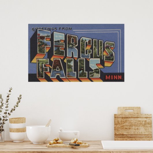 ファーガス秋，ミネソタ – ラージレターシーン ポスター (キッチン)