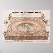 ファーガンによる正方形と静止地球の地図 ポスター (正面)