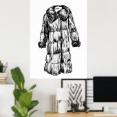 ファーコートファッションスケッチ ポスター (ホームオフィス)